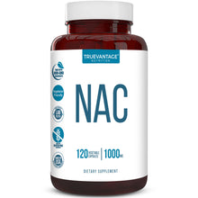TRUEVANTAGE NUTRITION NAC 1000mg dietary supplement in a bottle with 120 vegetarian capsules.